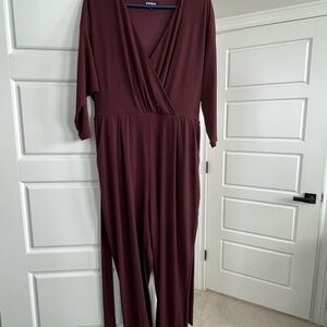 Express Deep Maroon Jumpsuit
